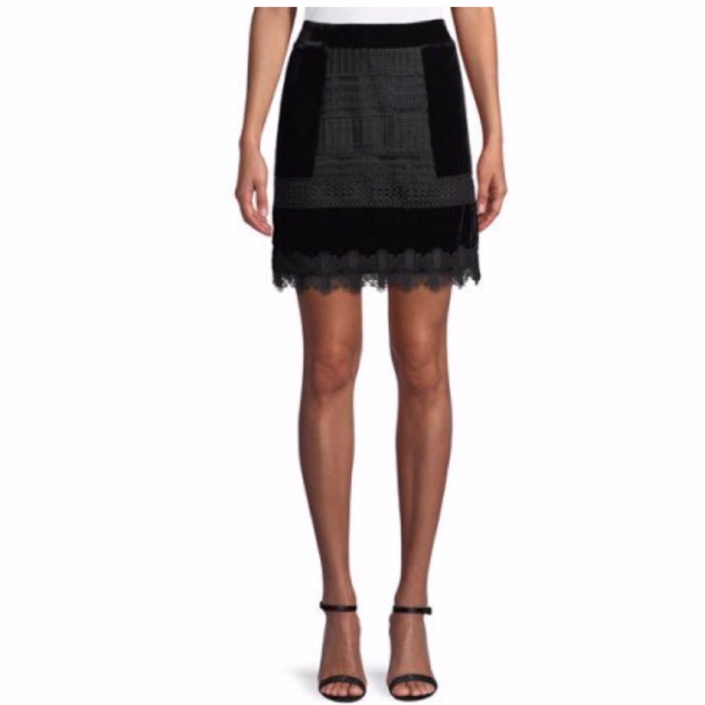 Free Generation Lace-Embroidered Velvet Skirt M